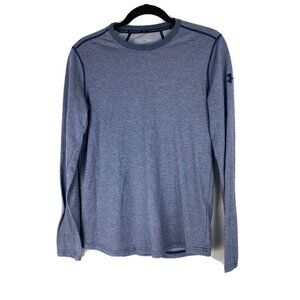 Under Armour Womens Long Sleeve Top Size S Blue Gray Fitted HeatGear Activewear